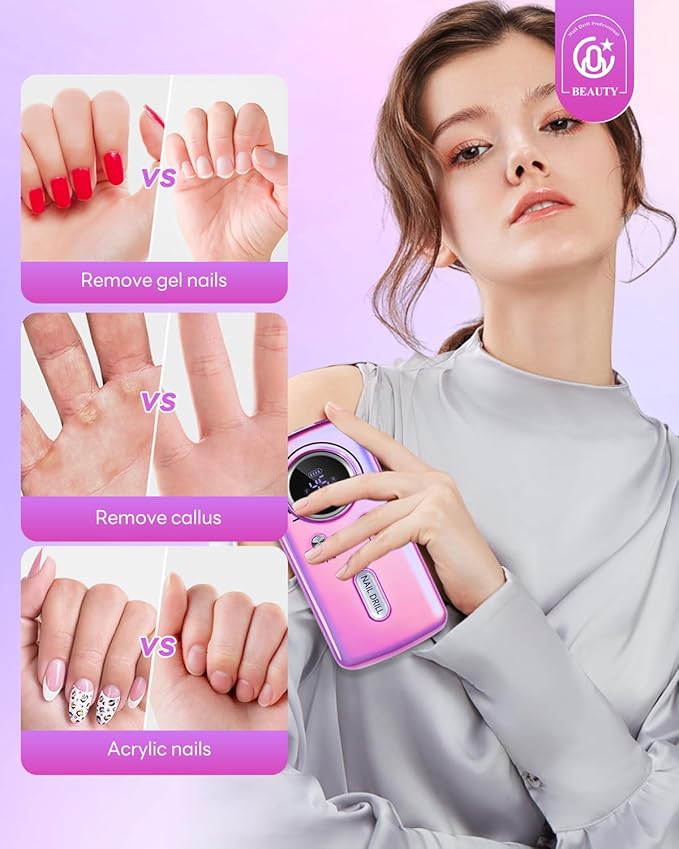 CozyZen Cordless Nail Drill Professional: 45000 RPM Rechargeable Electric Nail File Kit, Portable & Low Noise for Acrylic, Gel Nails, Manicure & Pedicure - Salon & Home Use-Velvo Beauty