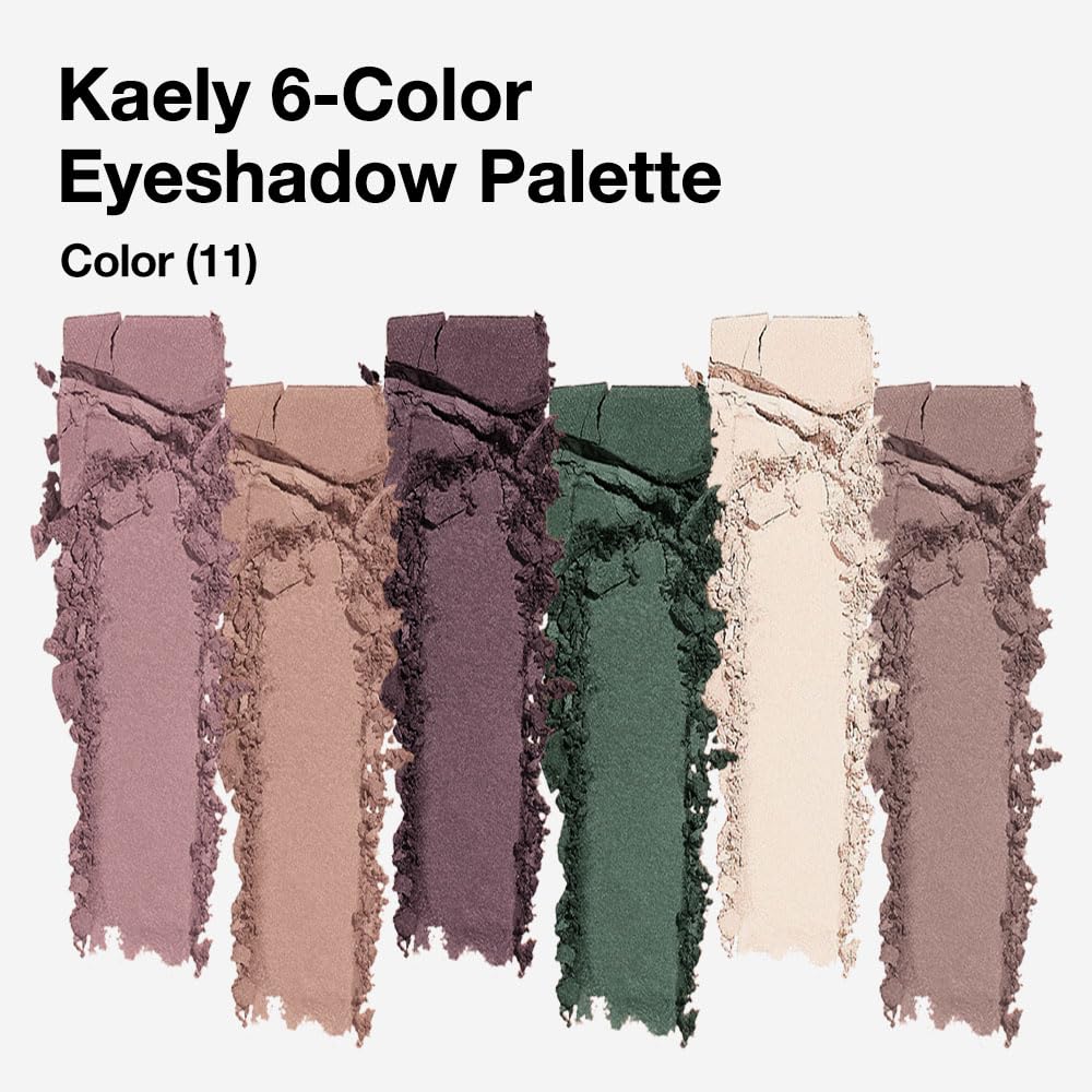 Kaely 6 Colors Mini Neutral Eye Shadow Palette Makeup, Taupe Rosy Brown Smokey Plum Forest Green Nude Beige Cocoa Brown Matte Eyeshadow Palette for Older Women Pigmented Waterproof, Cruelty-free, 11-Velvo Beauty