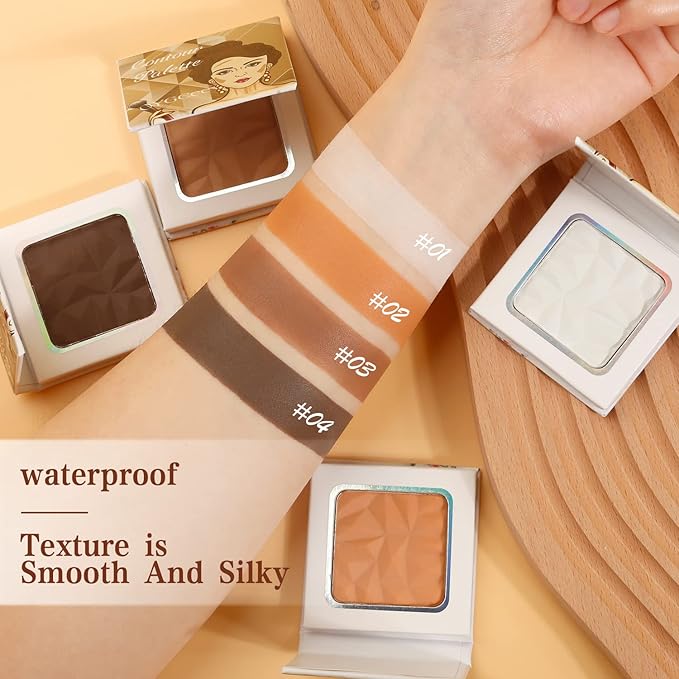 Matte White Highlight Contour Palette Bright,Mini Professional Matte Contouring Makeup Pallet for Face,Long Lasting Smooth Powder for Face,Convenient,Cruelty-Free & Vegan-Velvo Beauty