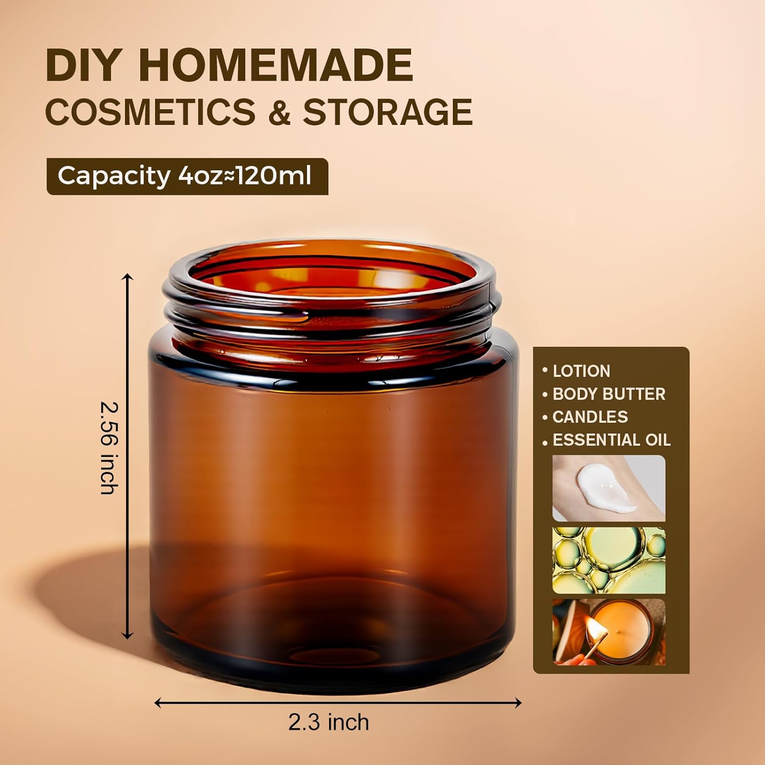 4 oz Glass Jars with Lids, Hoa Kinh 40 Pack Amber Small Glass Jars with Black Lids Empty Cosmetic Containers Airtight Round Glass Jar for Lotions, Powders and Ointments-Velvo Beauty