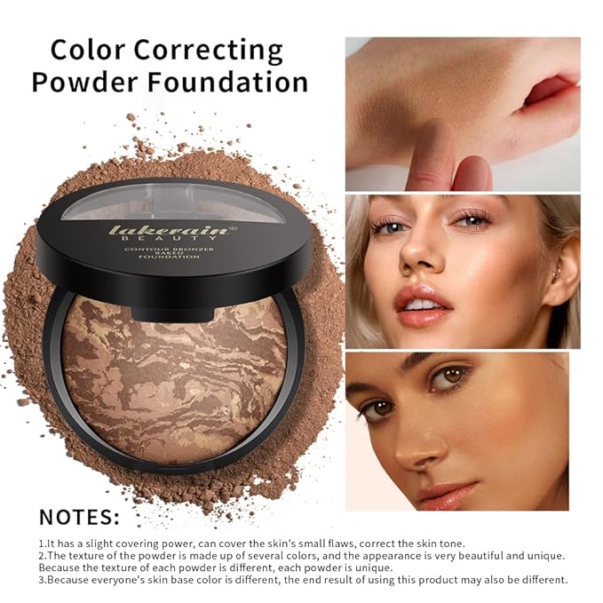 Baked Brighten Foundation, Coror Correcting Baked Balance Foundation,Buildable Coverage, Lightweight Powder Foundation, Creates a Perfect Canvas and a Natural Semi-Matte Finish(02# Tan)-Velvo Beauty