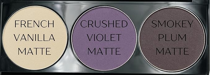 Off White, Matte Medium Lavender Violet, and Matte Deep Purple Vegan Eyeshadow Trio Palette; Talc, Paraben & Cruelty Free-Velvo Beauty