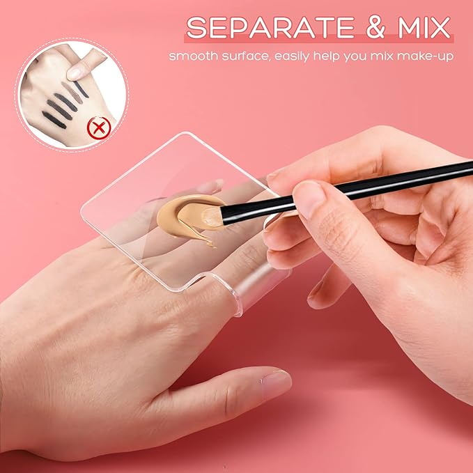 Minkissy 3pcs Makeup Hand Palette Acrylic Nail Art Manicure Palette Makeup Palette Spatula for Home Salon Professional-Velvo Beauty
