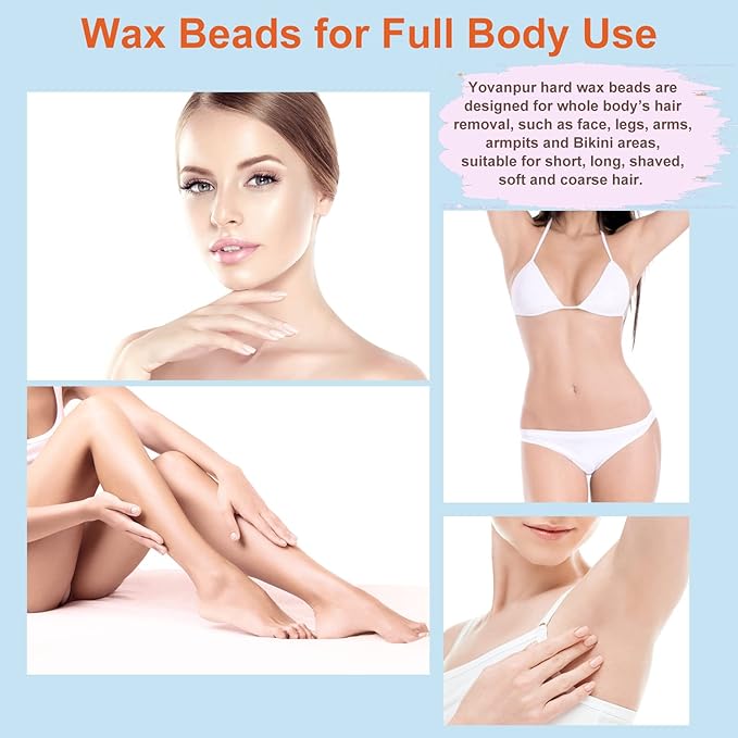 Hard Wax Beads for Brazilian Waxing, Sensitive Skin, Face, Eyebrow, Back, Chest, Legs At Home - Pearl Wax, 300g/bag (Dark Green)-Velvo Beauty