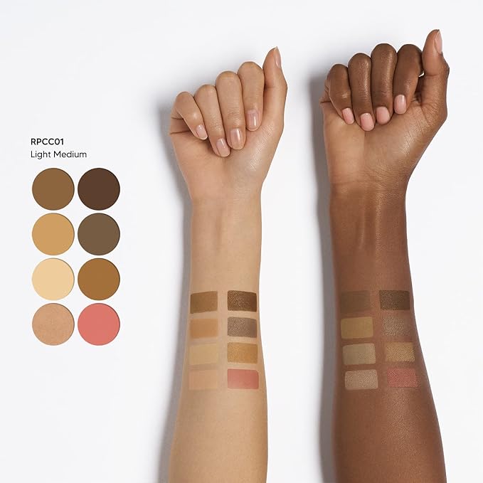 Ruby Kisses Flawless Finish with 3D Contour Cream Makeup Palette – Lightweight, Multi-Palette, Contouring Foundation, Creamy, Sculpt &Highlighting, Define Cheekbones (Light Medium)-Velvo Beauty