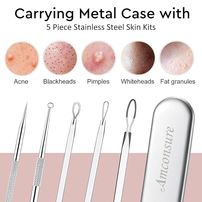 Amconsure Facial Steamer - Nano Ionic Face Steamer Warm Mist Steamer for Home Sauna SPA, Humidifier for Face Steamer for Deep Cleaning Unclogs Pores Sinuses - Bonus 5 Piece Stainless Steel Skin Kit-Velvo Beauty