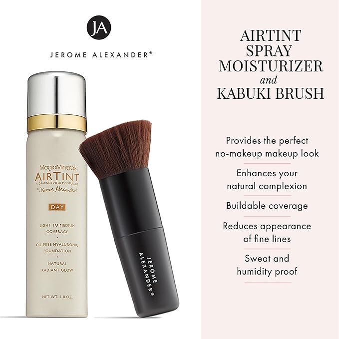 Jerome Alexander MagicMinerals AirTint Tinted Moisturizer AirBrush Spray Light | Tinted Moisturizer Spray with Anti-Aging Ingredients | Light Medium |2PC-Velvo Beauty