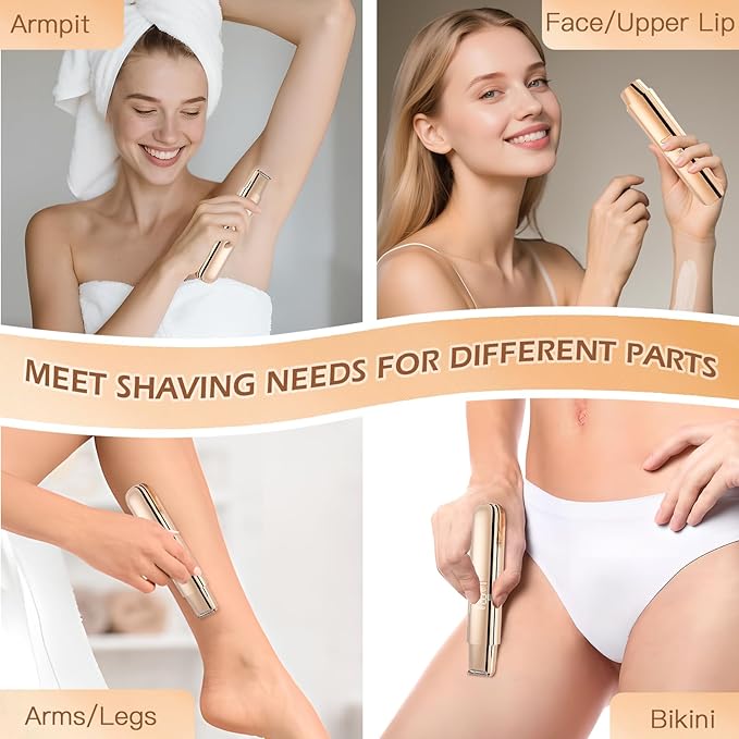 Bikini Trimmer for Women, 2 in 1 Dual-Head Electric Razors for Women Pubic Hair, Wet/Dry Use Body Hair Trimmer and Face Shaver with Display, Rechargeable Hair Removal for Bikini Legs Face Underarm Arm-Velvo Beauty