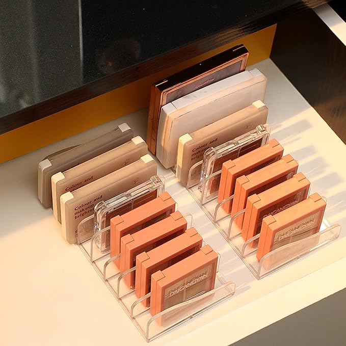 FLMOUTN 4 Pack Makeup Pallet Organizer Eyeshadow Palette Organizers Acrylic 8-Cell Make up Palette Holder Cosmetic Storage for Contour Kit, Eye Shadow, Blush-Velvo Beauty