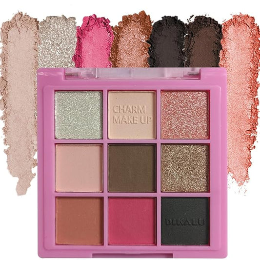 Eyeshadow Palette Makeup- 9 Colors Pink Bown Black Smoking Eyeshadow Palette Matte Shimmer Eye Shadow palettes Highly Pigmented Naturing-Looking Long Lasting (19#)-Velvo Beauty