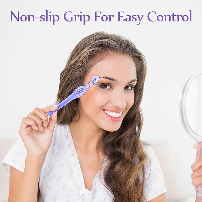 Mudder 21 Pcs Eyebrow Razor Eyebrow Shaver Facial Razor Multipurpose Face Trimmers with Precision Cover for Women Makeup Care Tools(Rose Red, Blue, Purple)-Velvo Beauty