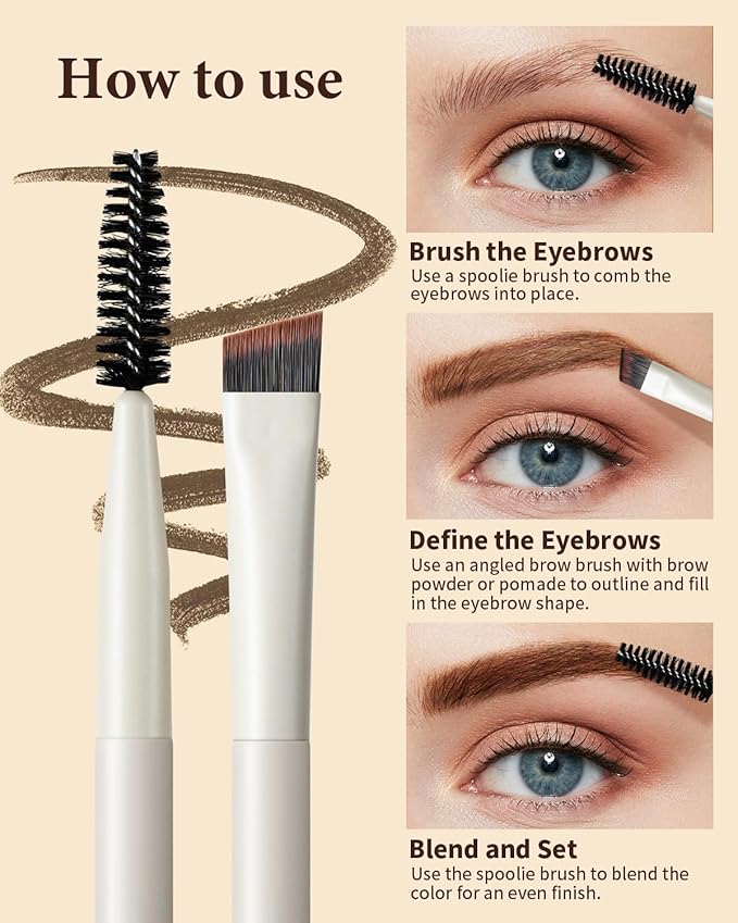 Eyebrow Brush, Dual-ended Angled Eyebrow Brush for Brows or Lashes D108 - Black-Velvo Beauty