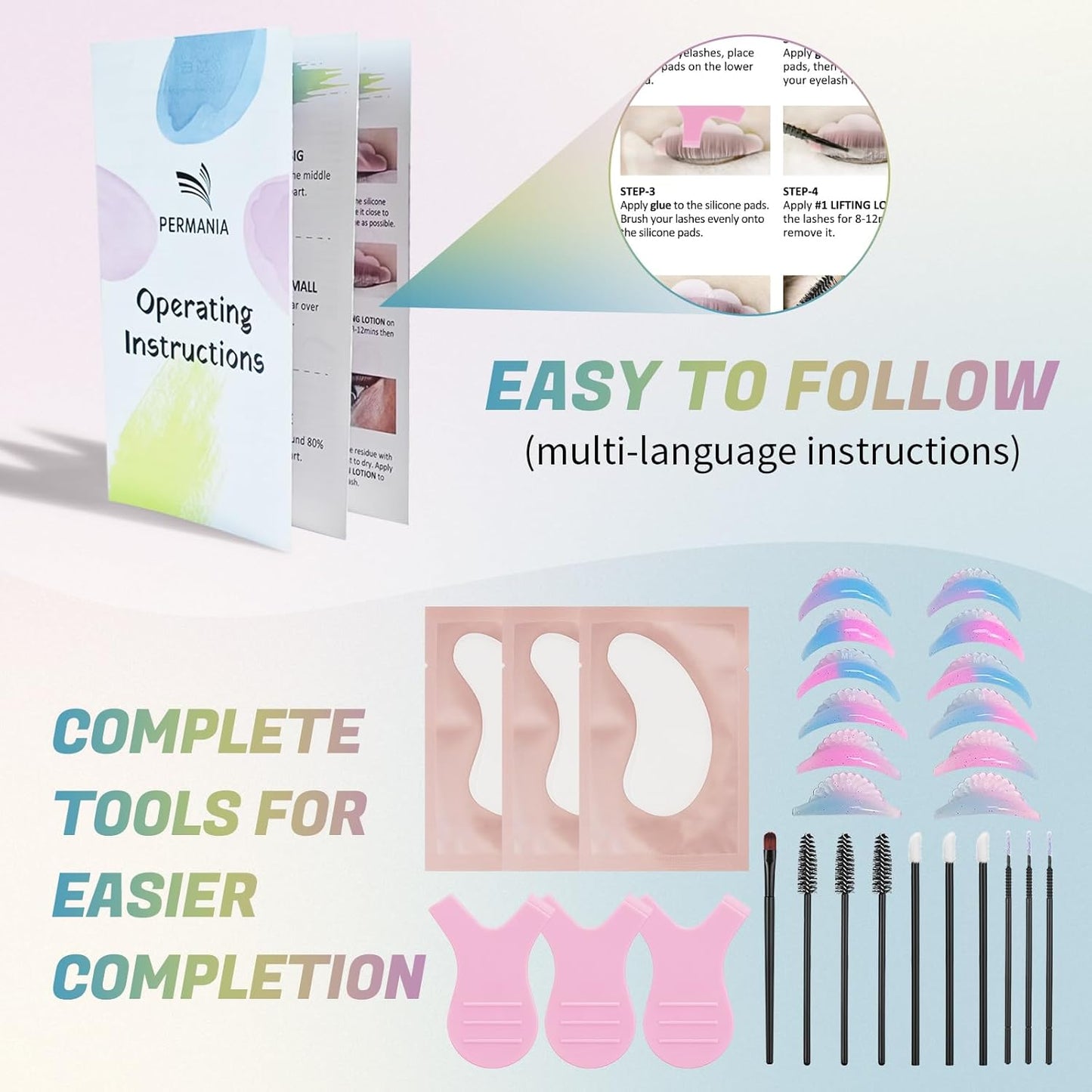PERMANIA Korean Lash Lift Kit, Tube Design Easy to Apply Brow Lamination Kit, for Natural Results Instant Lifting & Curling with Detailed Instruction (with Glue Balm)-Velvo Beauty