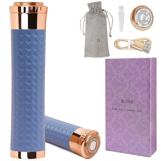 Facial Hair Removal for Women, Rechargeable Hair Removal Device, Painless Face Electric Razor/Shaver for Lip, Arms, Face, Peach Fuzz (Nile Blue)-Velvo Beauty