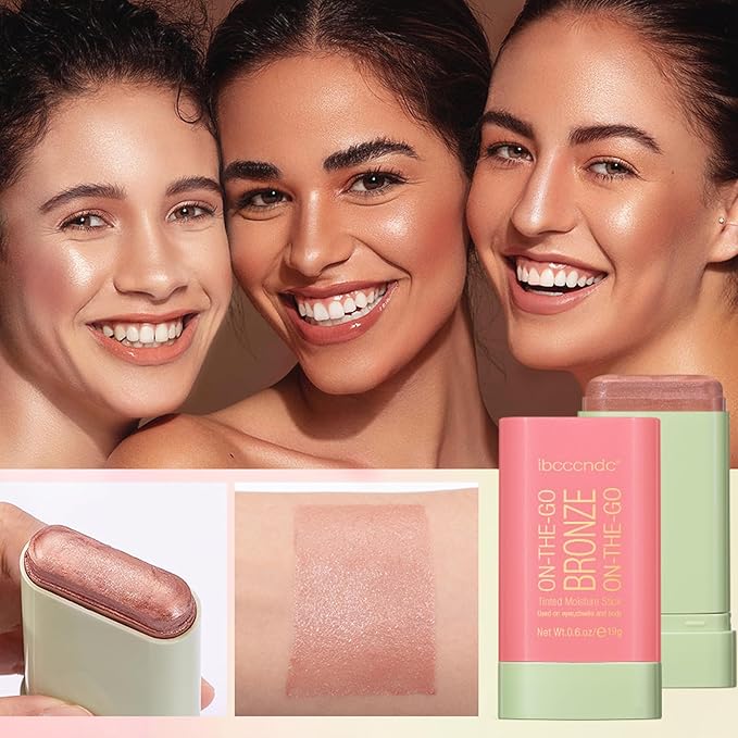 Cream Contour Stick, Face Shimmer Bronzer Stick, Blendable Natural Glow Highlighter Makeup Stick, Multi-Use Tinted Solid Moisturizer Stick, 01 Warm Glow-Velvo Beauty