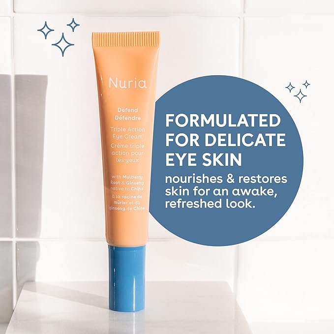Nuria - Defend Triple Action Eye Cream for Dark Circles, Puffiness and Fine Lines, Nourishing Under Eye Cream with Ginseng and Mulberry Root, 15mL/0.5 fl oz-Velvo Beauty