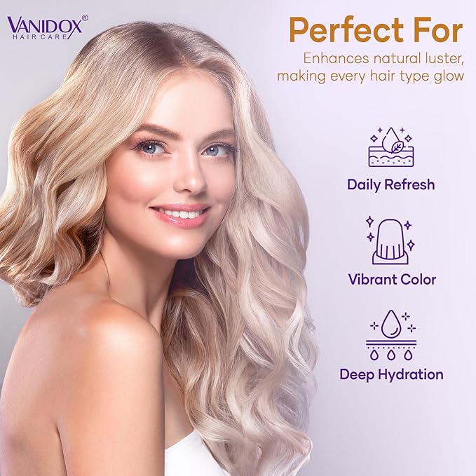 Sulfate Free Brass Toning Purple Shampoo for Blondes, Brown Highlighted, or Bleached Hair, Infused with Purple Rice Extract, Hyaluronic Acid, Vitamin E, and Chamomile Extract (16 fl oz)-Velvo Beauty