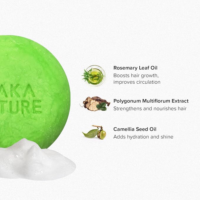 Maka Nature Low-Carbon Shampoo Bar | Korean K-Beauty Haircare with Natural Ingredients for Scalp & Hair Types | Vegan, Eco-Friendly, pH balanced, 3.35oz (Rosemary)-Velvo Beauty