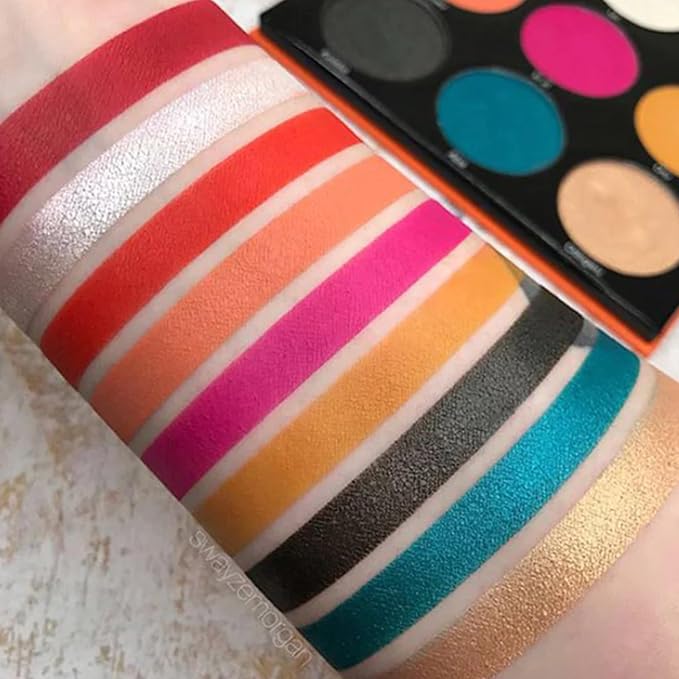 Juvia's Place Palette The Festival - Bold Coral, Red, Glittery Neutrals, Shades of 9, Bold and Fiery Palette, Pigmented Makeup Palette Eye Color & Shine-Velvo Beauty