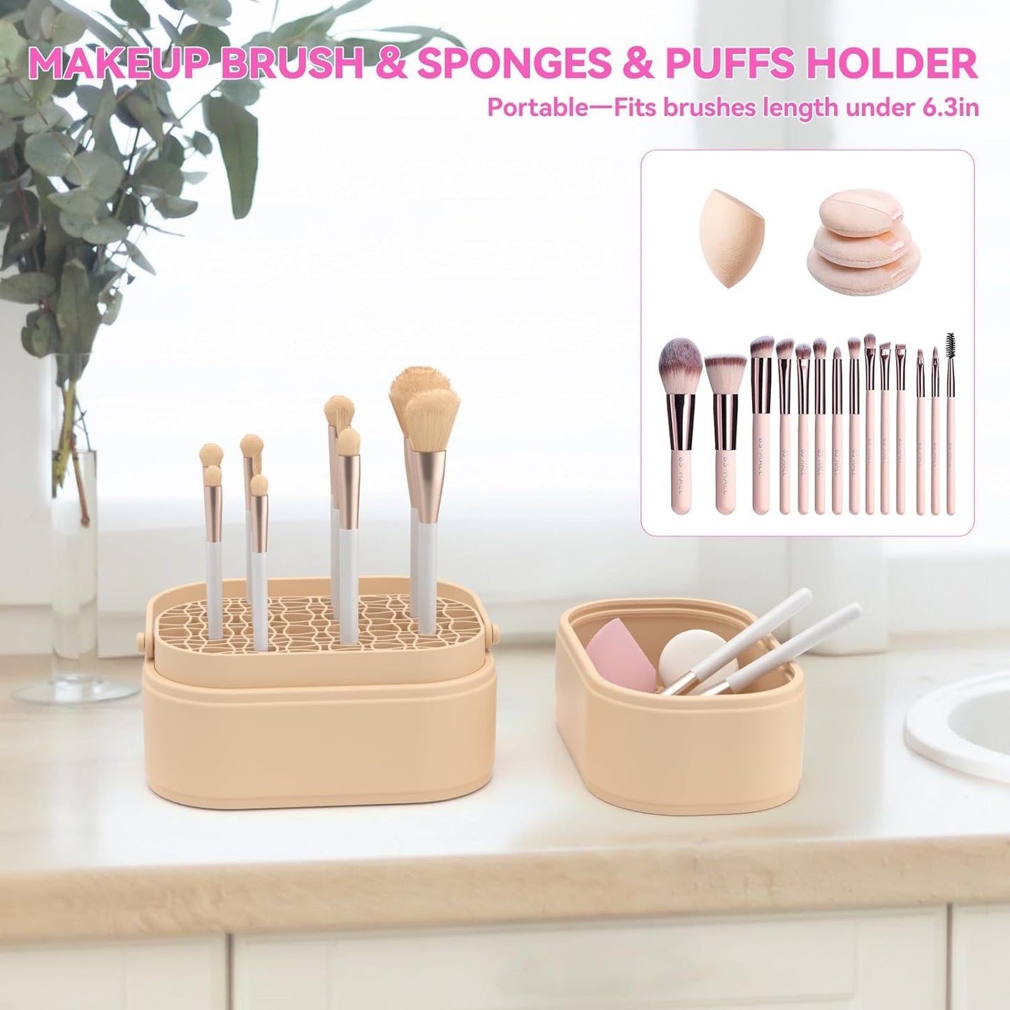 Makeup Brush Cleaner Mat 3 in 1 Makeup Brush Holder Silicone Makeup Brush Drying Rack Make Up Brush Cleaning Bowl Make Up Brush Cleaner Pad Cosmetic Storage Box Cleaning Tool for Sponge Powder Puff-Velvo Beauty