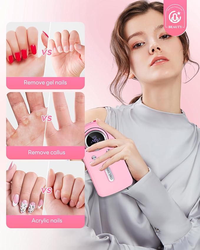 CozyZen Cordless Nail Drill Professional: 45000 RPM Rechargeable Electric Nail File Kit, Portable & Low Noise for Acrylic, Gel Nails, Manicure & Pedicure - Salon & Home Use-Velvo Beauty