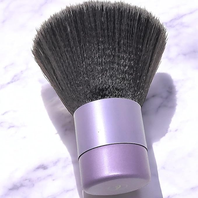 Luxurious and Large Ultra Soft Fluffy Powder Brush, Multipurpose Face, Body, Barber and Beauty Tool, with wooden base Soft Kabuki Brush by BevyGold (Violet)-Velvo Beauty