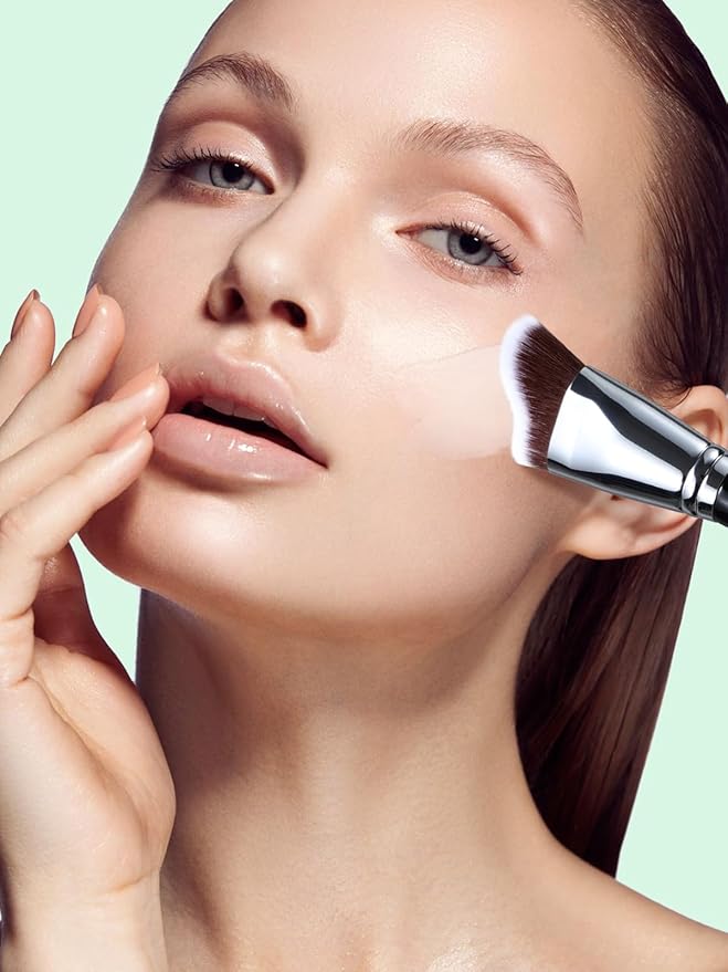 EIGSHOW Foundation Brush with Wave Shaped Head for Liquid, Cream, Powder Blending Cheekbones Jawline, Large Premium Dense Synthetic Bristles (F659)-Velvo Beauty