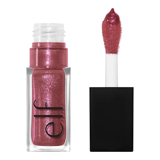 e.l.f. Glow Reviver Lip Oil, Nourishing and Hydrating with High-Shine Glimmer Finish & Sheer Wash Of Color, Minty Scent, Non-Sticky, Vegan & Cruelty-free, Divine Wine-Velvo Beauty