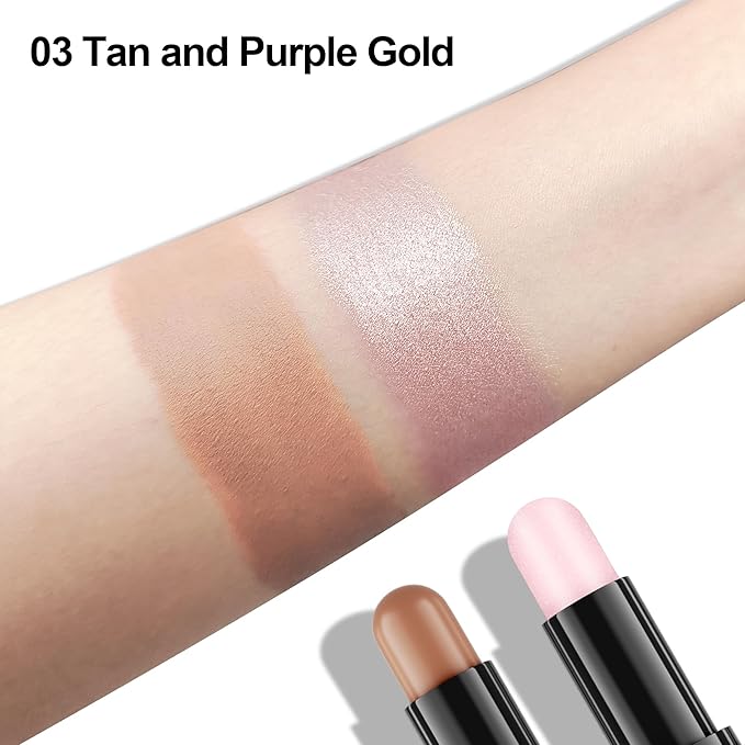FV Cream Contour Stick, 2-in-1 Face Shaping Stick for Highlighting & Contouring, Bronzer Stick,Long Lasting & Waterproof,Non-Sticky Highlighter Makeup Pen for Medium/Tan Skin Tones, 0.26oz (7.5g)-Velvo Beauty