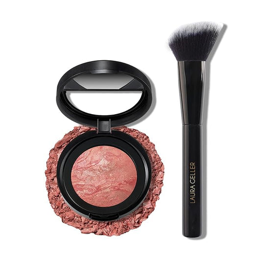 LAURA GELLER NEW YORK Baked Blush-n-Brighten Marbleized Blush + Angled Brush (08 Starfish Island, 47mm)-Velvo Beauty