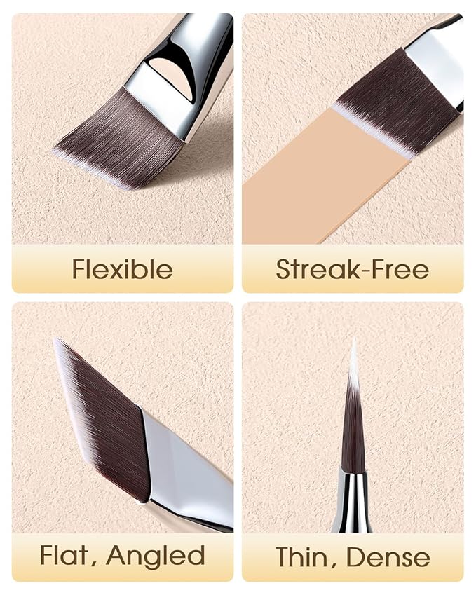 EIGSHOW Angled Flat Foundation Brush, Vegan Synthetic Bristles, Streak Free Application, Face Makeup Brush For Blending Liquid, Cream, Face Mask (E870)-Velvo Beauty