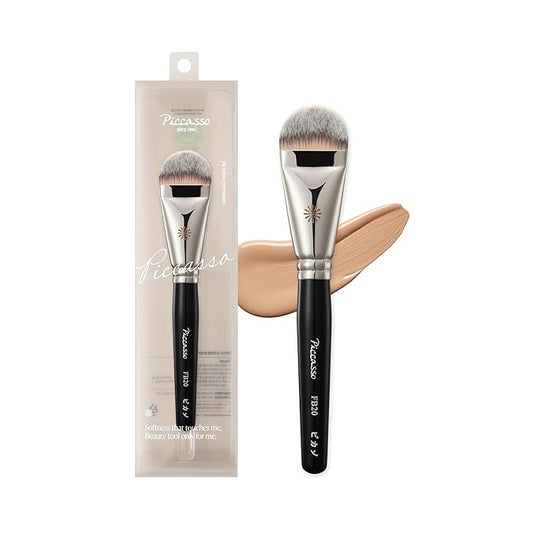 Piccasso FB20 Foundation Brush – Flat Makeup Brush for Liquid & Cream Foundation, Soft Synthetic Bristles for Seamless and High-Coverage Face Makeup, Professional Korean Beauty Tool for Daily Use-Velvo Beauty