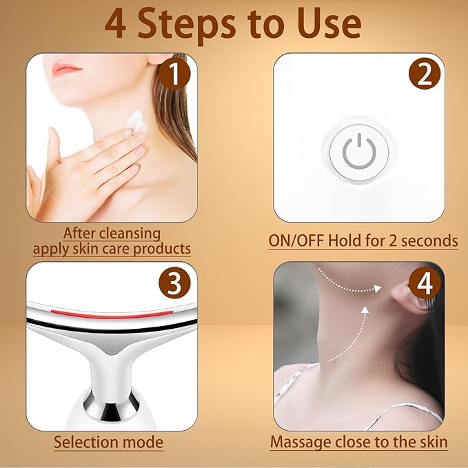 VGY 7-in-1 Face Massager Tool with Heat, Red Light Therapy for Face, Wrinkles, Double Chin (White)-Velvo Beauty