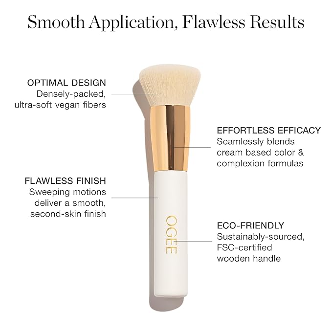 Ogee Blender Brush - Professional Quality Makeup Brush - Ultra-Soft Foundation Brush with Vegan Bristles for Flawless Makeup Application-Velvo Beauty