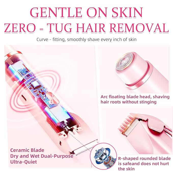 Bikini Trimmer for Women, 2 in 1 Electric Razors for Women, Dermave Bikini Shaver, IPX7 Waterproof & Easy Cleaning, Ceramic Blade, 120 Min Cordless Runtime, Ultra Low Silent (Pink).-Velvo Beauty