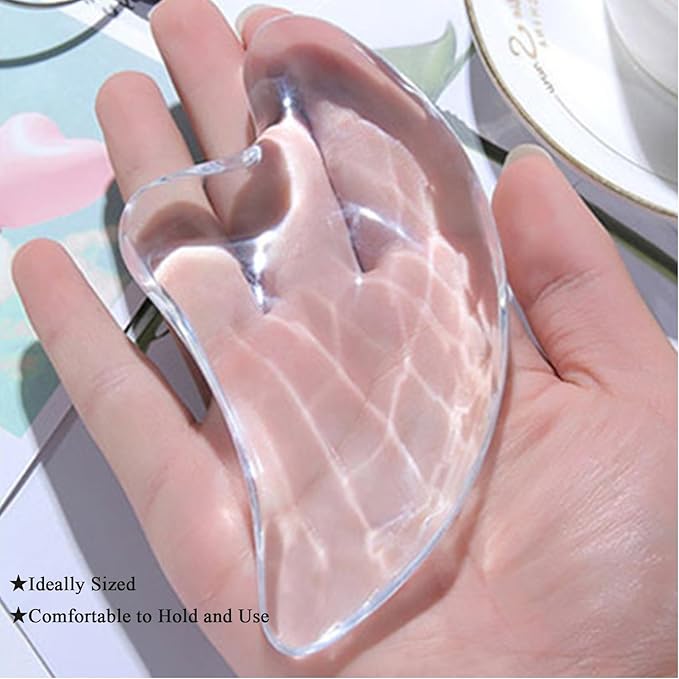 Transparent Gua Sha Facial Tools Natural Resin Face Massage Tool, Body Gua Sha Lymphatic Drainage Massager Fascia Blaster for Cellulite Remove Skin Care, Relieve Muscle Tension and Jawline Sculpting-Velvo Beauty