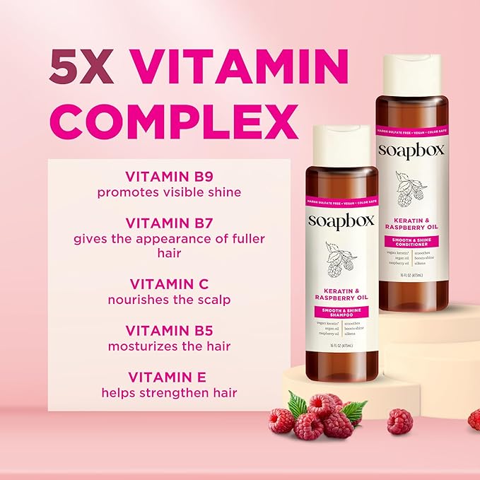 Soapbox Shine Boosting Keratin Shampoo & Conditioner Set with Argan Oil, Pack of 2 Harsh Sulfate & Paraben Free, Silicone Free, Color Safe, and Vegan Hair Products, 16 Ounces Each-Velvo Beauty