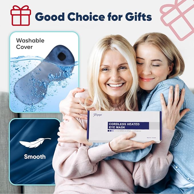 Heated Eye Mask for Dry Eyes, Cordless Warm Eye Compress for Blepharitis, Styes, 1500mAh Large Battery Capacity, Washable Cover, Gifts for Family and Friends (Blue)-Velvo Beauty