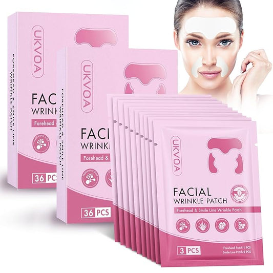 Forehead Wrinkle Patches & Smile Line Patches, Overnight Facial Wrinkle Treatment with Hyaluronic Acid, Aloe, Collagen & Vitamin E to Lift Smile Lines for Women 72pcs-Velvo Beauty