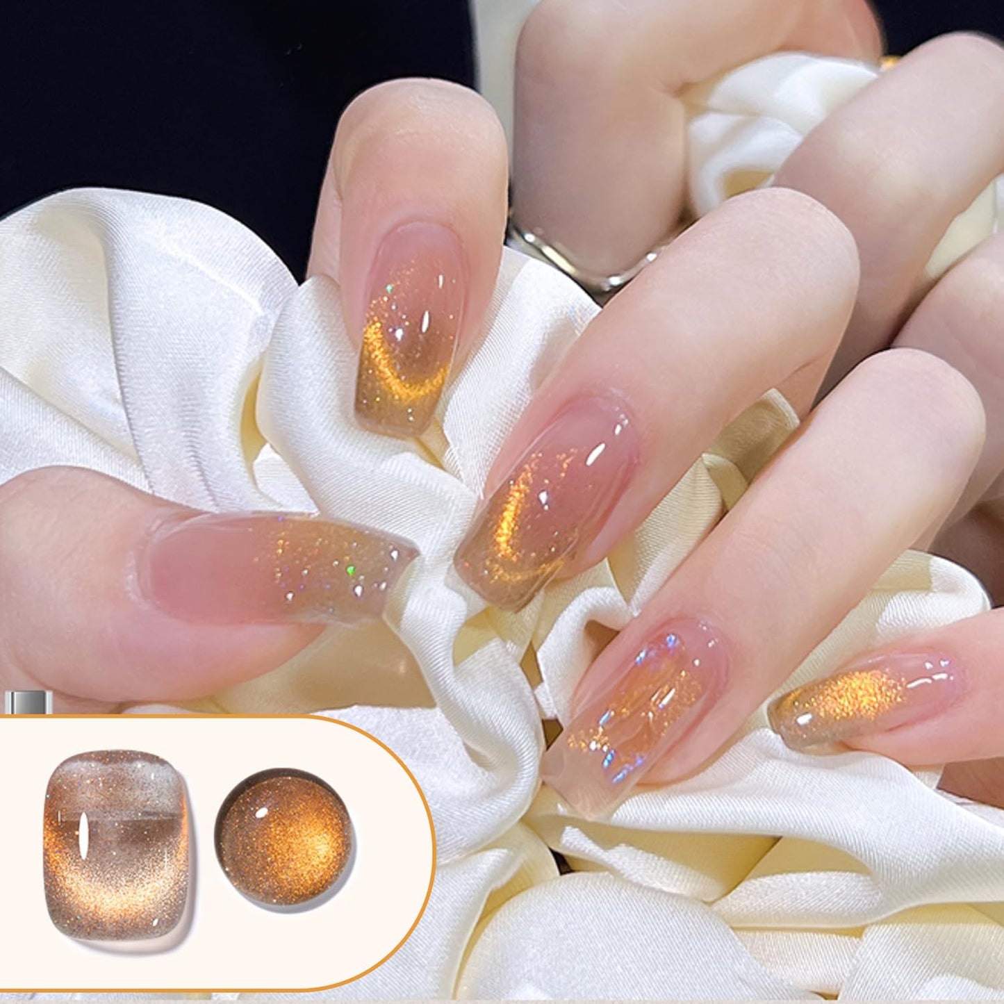 Double Rhythm 6 Colors Cat Eye Gel Polish Set Shimmer Glitter with Magnet Holographic Reflective Magnetic UV Nail Art Kit (6-Kit 23)-Velvo Beauty