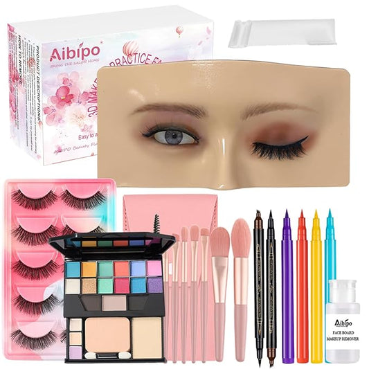 Makeup Practice Face, Makeup Mannequin Face with Makeup Practice Face Board, 3D Reusable Practice Eye Makeup Face Eyeshadow Mannequin for Professional Makeup Artists and Beginner to Practice Makeup-Velvo Beauty