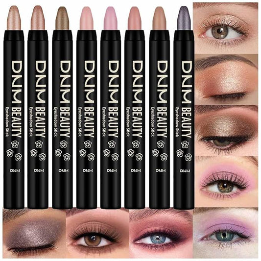 evpct 8Pcs Cream Eye Shadow Brightener Sticks Set for Eyes, Champagne Golden Rose Bronze Pink Waterlily Mauve Plum Smoky Amethyst Tawny Shimmer Matte Pencil Eye shadow Crayon Stick Palette Makeup 06-Velvo Beauty
