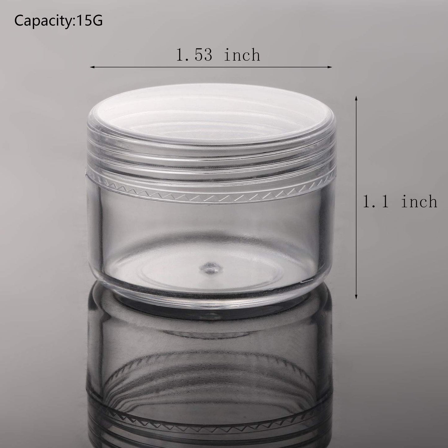 100 Count Refillable Sample Containers with Lids Cosmetic Jars 15 Gram Empty Cream Jars Leak Proof Makeup Containers for Traveling - Clear-Velvo Beauty