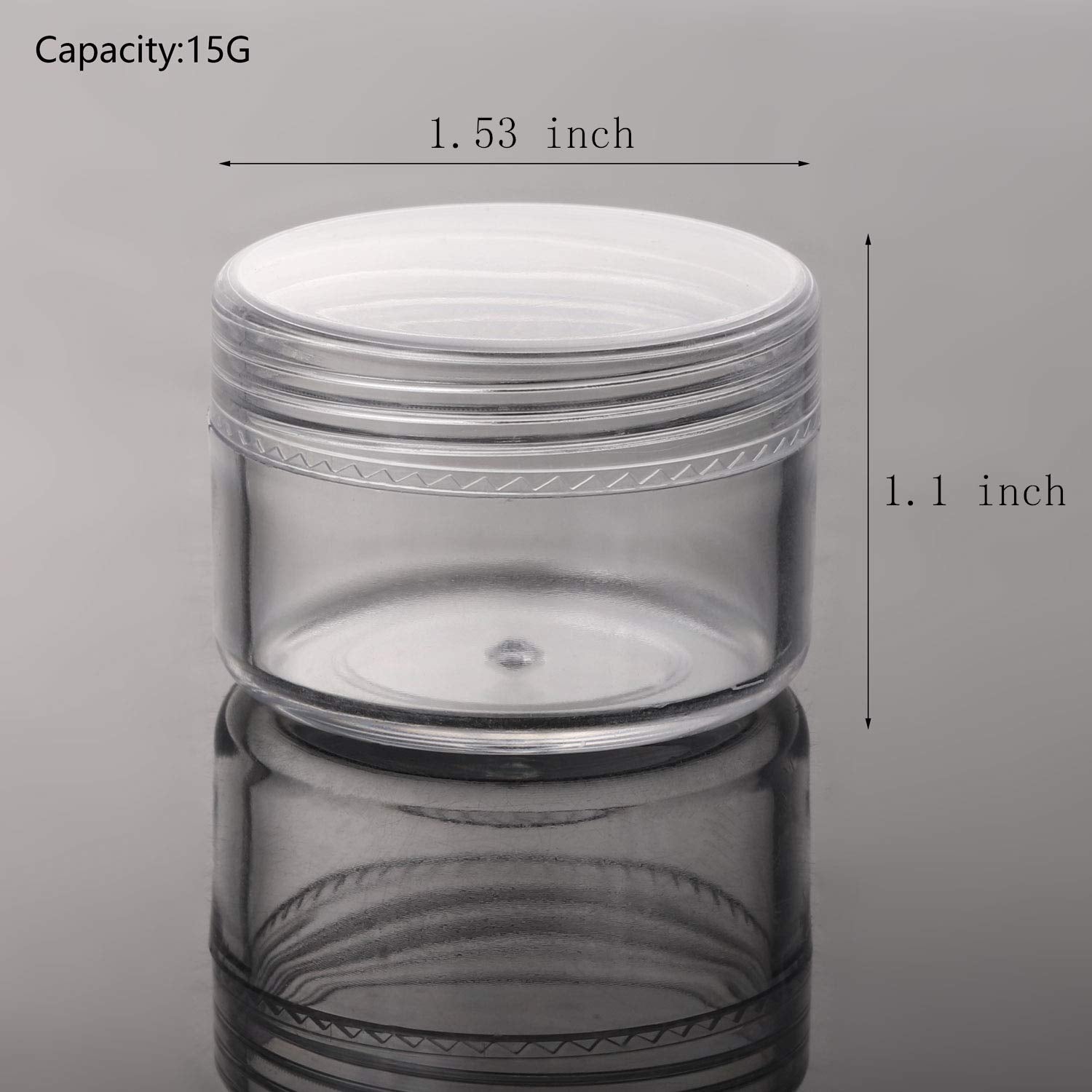 100 Count Refillable Sample Containers with Lids Cosmetic Jars 15 Gram Empty Cream Jars Leak Proof Makeup Containers for Traveling - Clear-Velvo Beauty