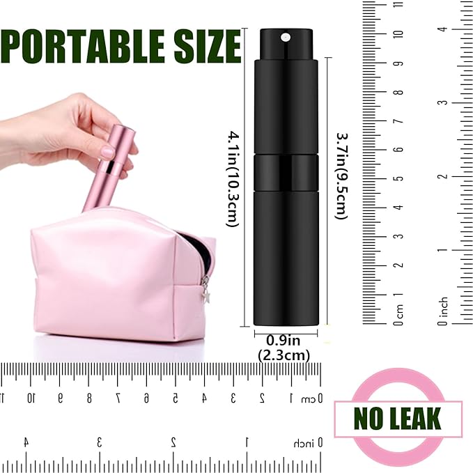2 PCS/8ml Portable Mini Perfume Atomizer bottles, Empty Refillable Spray Bottle with 3 Types of Refill Tools, Pocket Travel Perfume Sample Bottles(Matte Black)-Velvo Beauty
