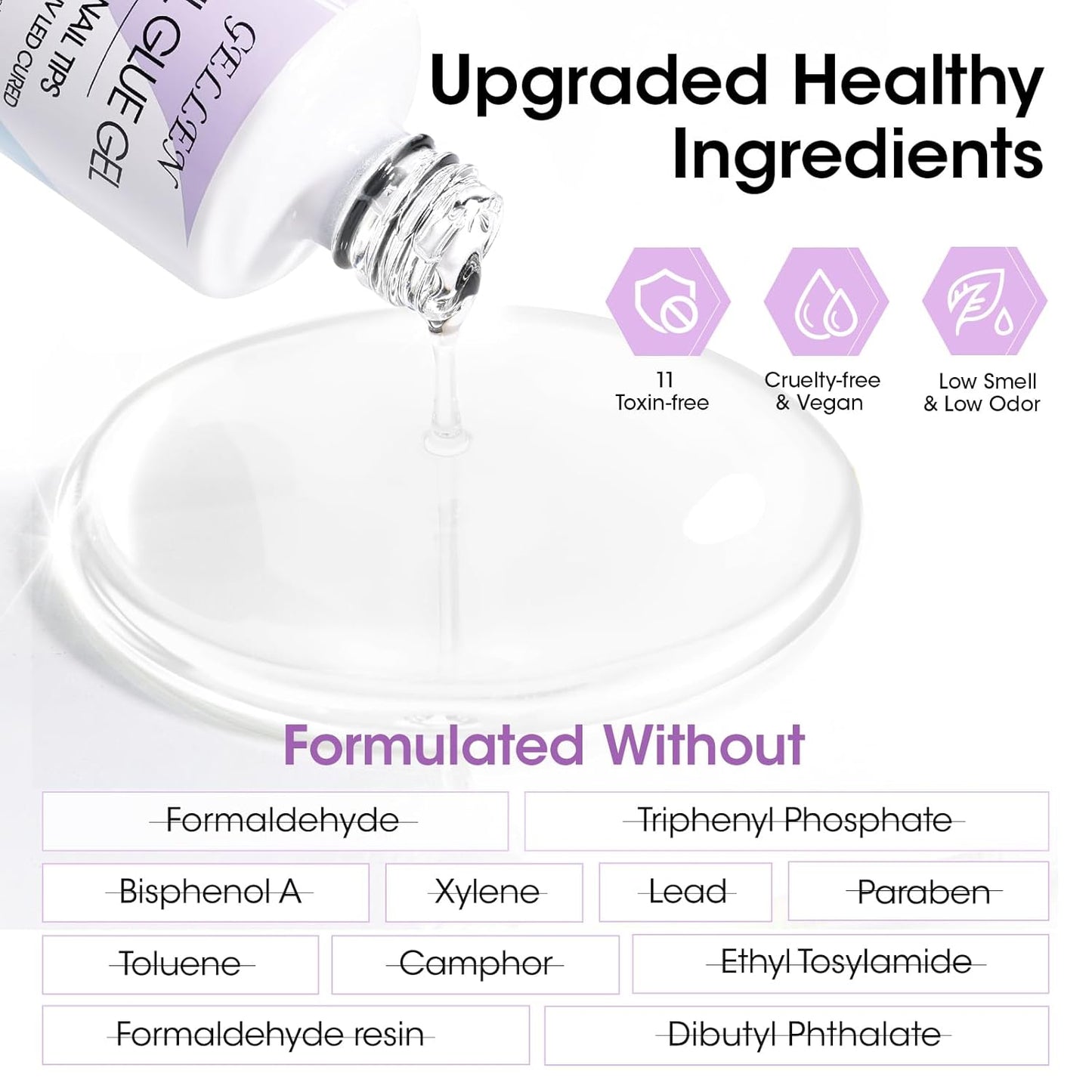 Gellen Gel Nail Glue and Nail Dehydrator, 15ml Nail Gel Glue for False Nail Tips and Clear Press on Nails, Acid Free Nail Prep Dehydrator, Soak Off UV Led Lamp Needed Strong Adhesive Nail Gel-Velvo Beauty