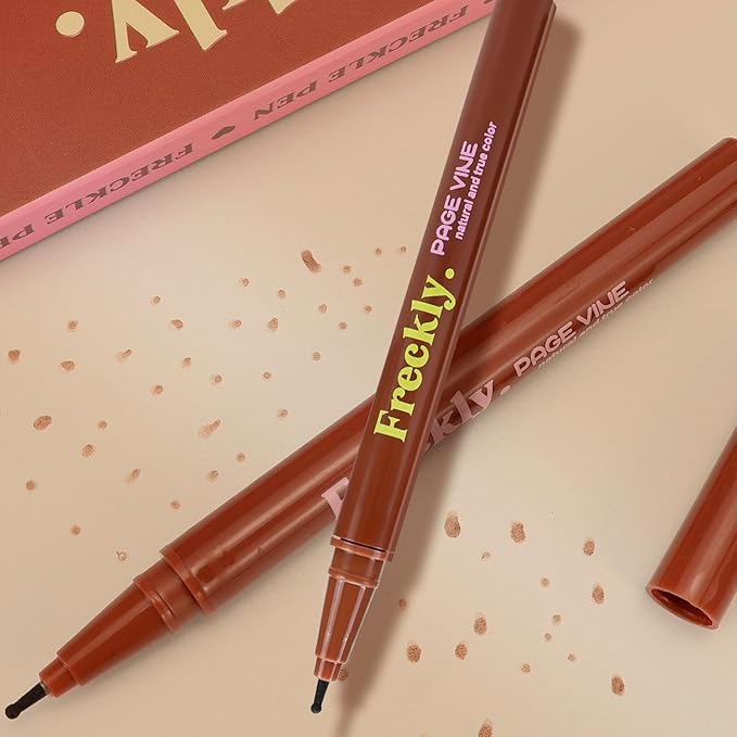 Freckle Pen,2 PCS Faux Freckle Stamp Waterproof,Fake Face Freckles Stain Makeup Long Lasting Quick Dry,Natural Lifelike Soft Dot Freck Pen 01-Light+02-Medium-Velvo Beauty