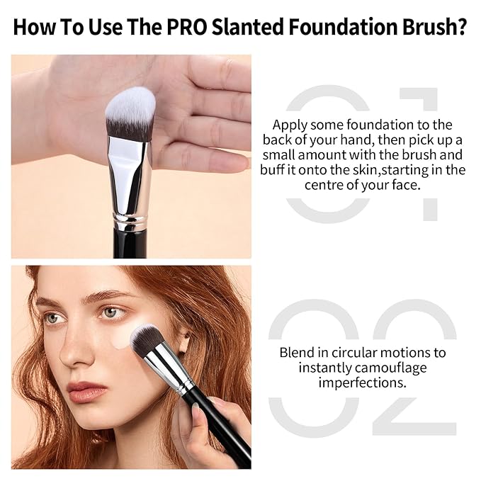 Foundation Brush, EIGSHOW Pro Slanted Brushes Angled Bristles Mask Kabuki Face Brush Perfect for Powder Liquid Cream Buffing Blending (F625)-Velvo Beauty