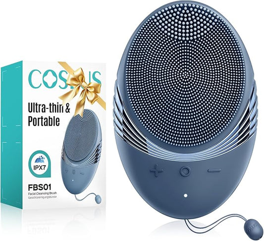 COSLUS Silicone Face Scrubber for Men: 5 Cleansing Modes Facial Cleansing Brush for Beard Care, Sensitive Skin - Deep Cleansing & Gentle Exfoliating, Waterproof Portable for Shower & Travel, Navyblue-Velvo Beauty