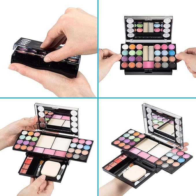 Eyeshadow Palette LT Makeup Palette 37 Bright Colors Matter and Shimmer Lip Gloss Blush Brushes Cosmetic Makeup Eyeshadow Highly Pigmented Palette for Girls Festival Birthday Gift Concealer Makeup Kit-Velvo Beauty